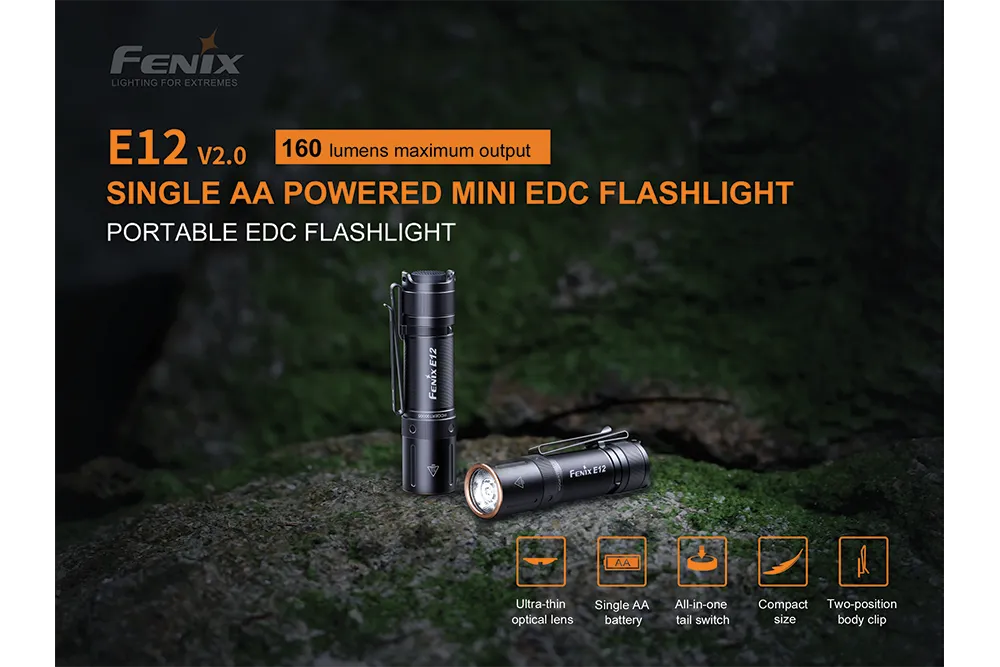 Fenix E12 V2.0 AA LED Flashlight - Discontinued