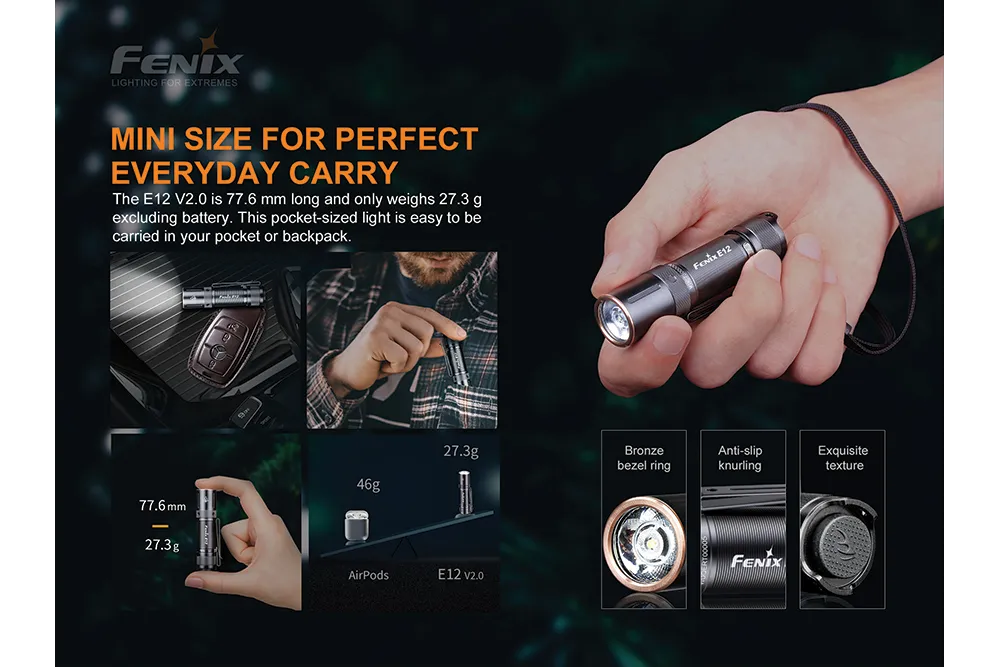 Fenix E12 V2.0 AA LED Flashlight - Discontinued