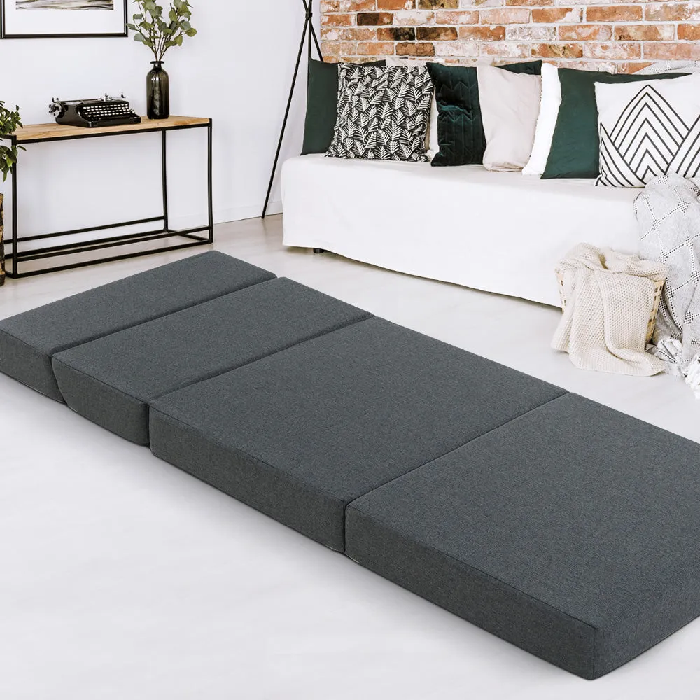 Foldable Foam Mattress, Faux Linen, Single Bed - Giselle Bedding