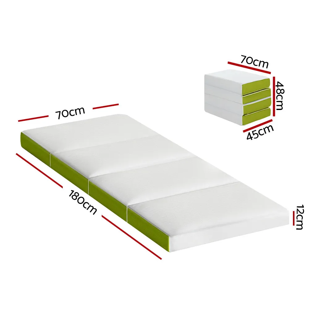 Foldable Medium-Firm Foam Mattress Single, Green - Giselle Bedding