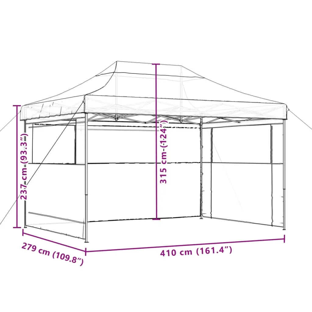 Foldable Party Tent Pop-Up with 3 Sidewalls Burgundy