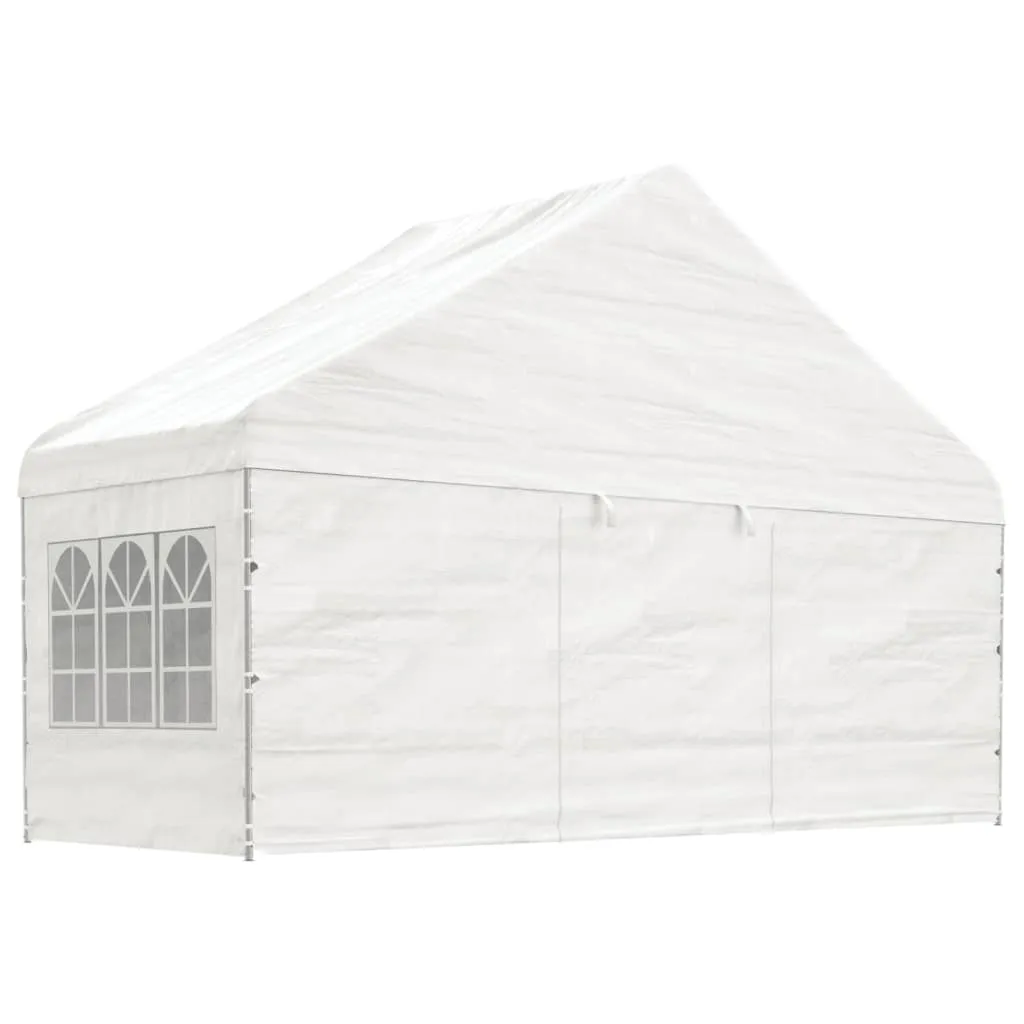 Gazebo with Roof White 5.88x2.23x3.75 m Polyethylene