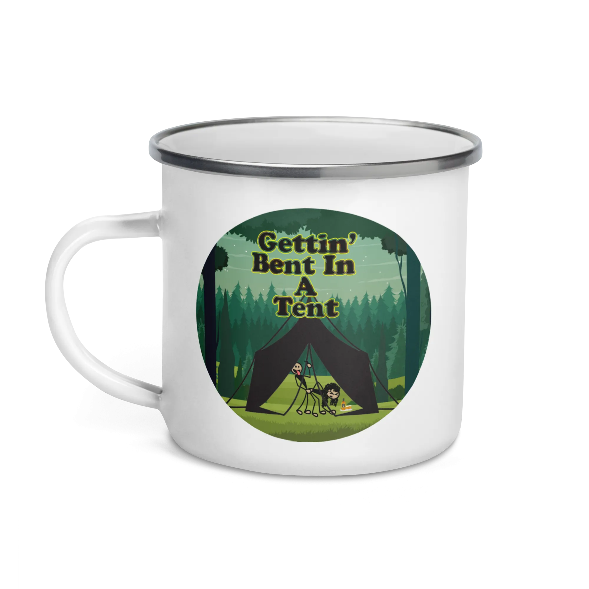 Gettin' Bent In a Tent Enamel Camp Mug