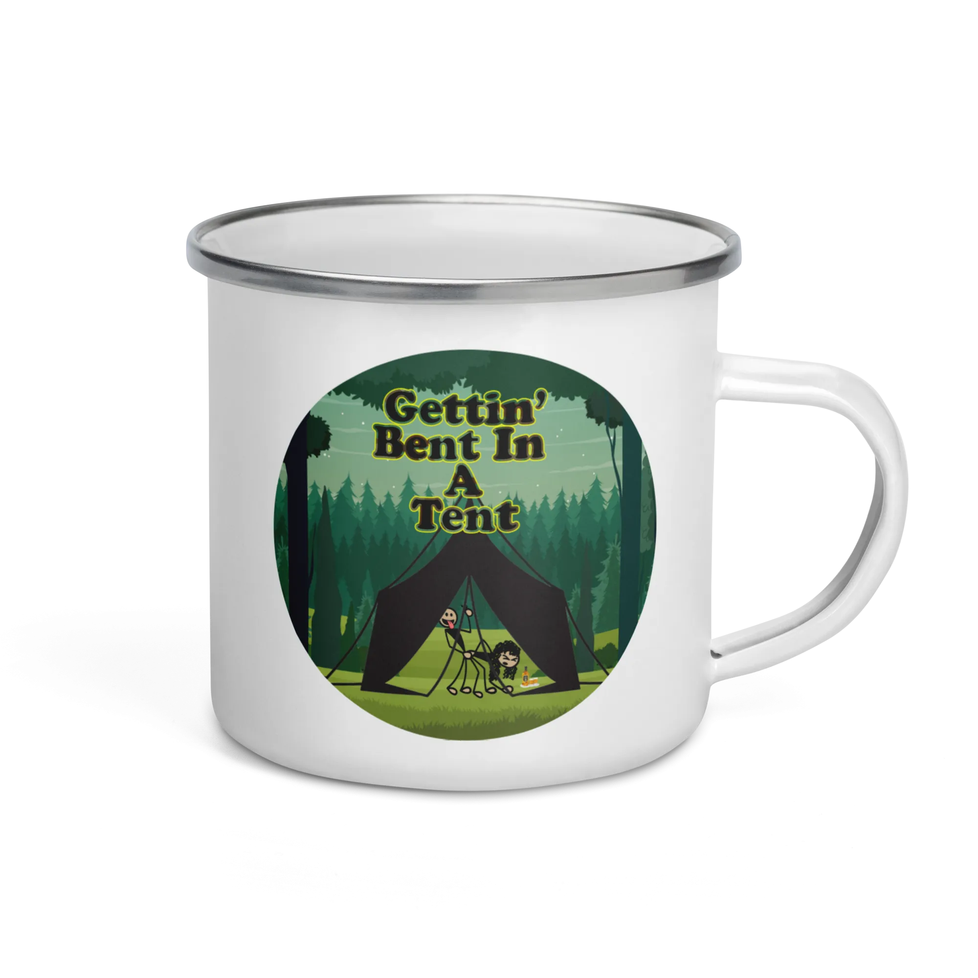 Gettin' Bent In a Tent Enamel Camp Mug