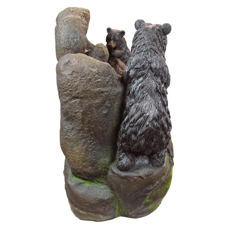 Grizzly Gulch Two Black Bears Sculptural Fountain With LED