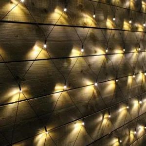 Indoor/Outdoor 8 Function LED Window Net Lights with Green Cable (360 Lights - 1.2M x 3.5M) - Warm White Lights