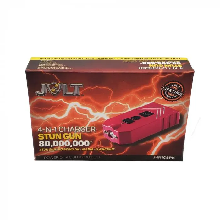 Jolt 4-N-1 Charger Pink Stun Gun Flashlight 80,000,000