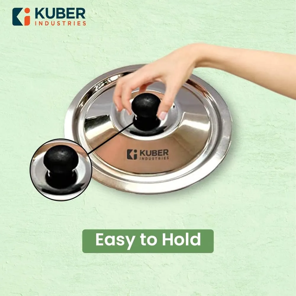 Kuber Industries (Set of 20) Universal Stainless Steel Lids for Utensils with Knob/Handle for Good Grip | Dhakkan Set for Kadai | Pan | Tawa | Pots | Easy to Hold Kitchen Utensils Cover (All Sizes)