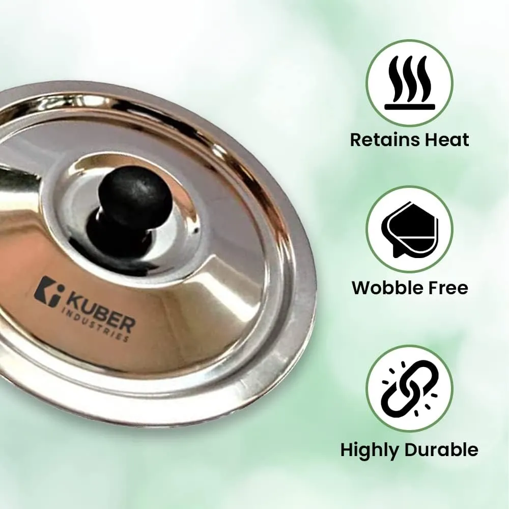 Kuber Industries (Set of 20) Universal Stainless Steel Lids for Utensils with Knob/Handle for Good Grip | Dhakkan Set for Kadai | Pan | Tawa | Pots | Easy to Hold Kitchen Utensils Cover (All Sizes)