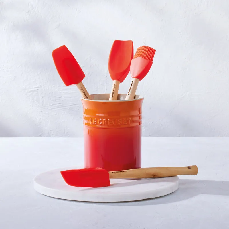 Le CreuSet Stoneware Utensil Jar & Craft Tools 4 piece Set Volcanic