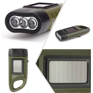 LED - Hand Crank - Solar Power - Flashlight