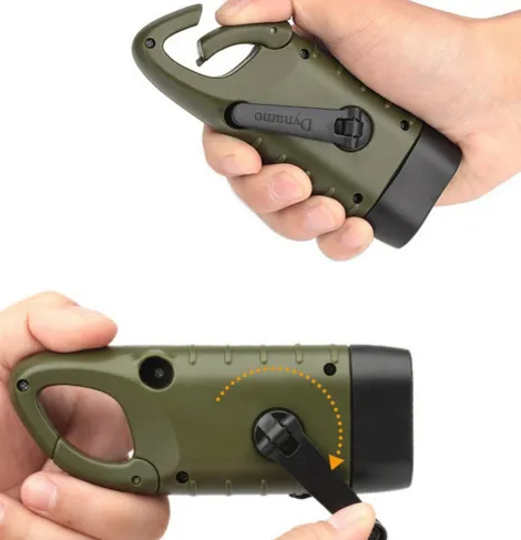 LED - Hand Crank - Solar Power - Flashlight