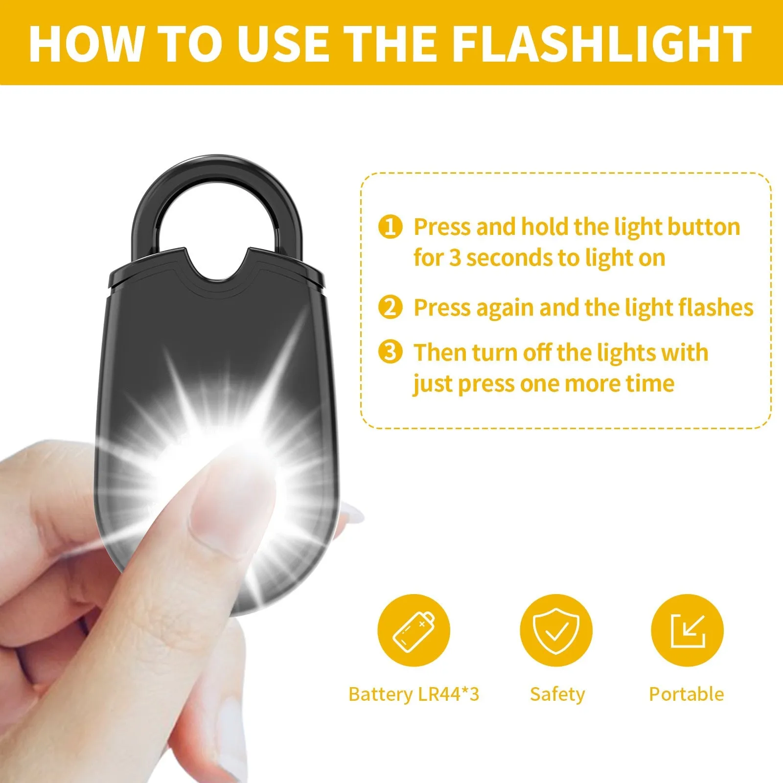 Locket Personal Alarm   LED Flashlight Combo Self Defense Keychain