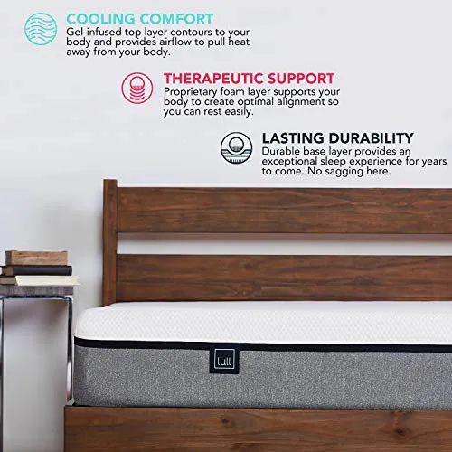 Lull The Original Mattress - Twin XL Size - 3 Layers Memory Foam for Therapeutic Support