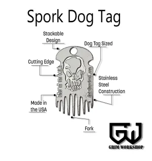 Metal Spork Dog Tag Necklace