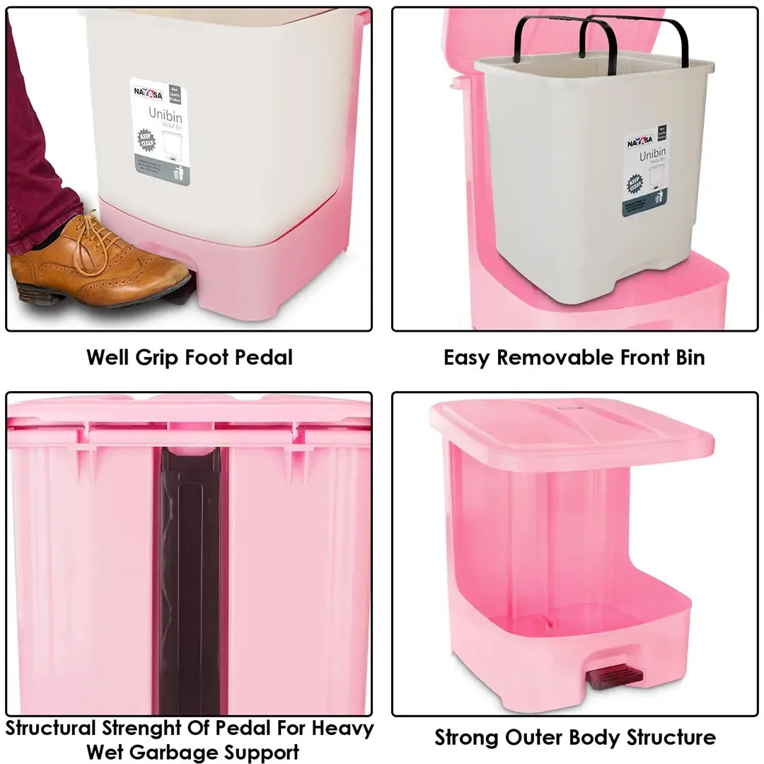 Nayasa Grey Waste Bin - 18L Pedal Dustbin for Home and Office Use