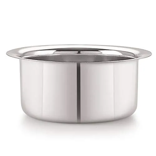 Neelam Stainless Steel 10 22G Flat Bottom Tope, 1100 ml, Silver