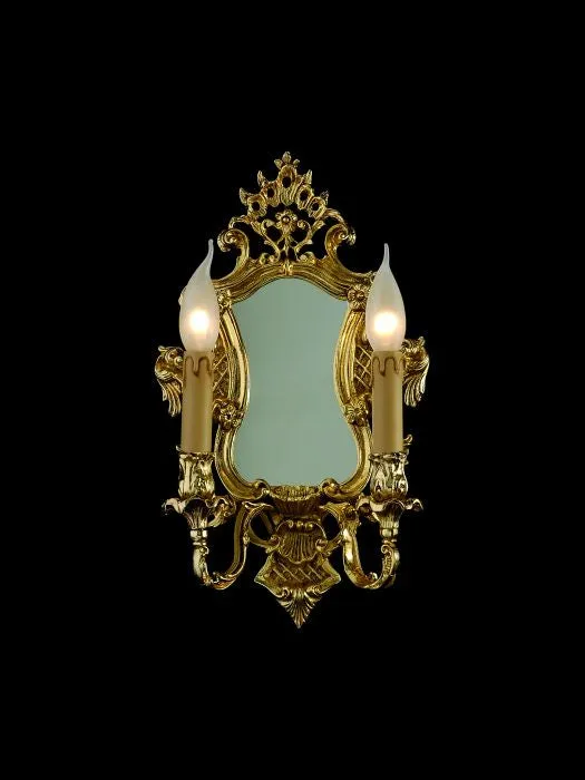 Ornamental Mirror With Two Beautiful Candle-Style Lights