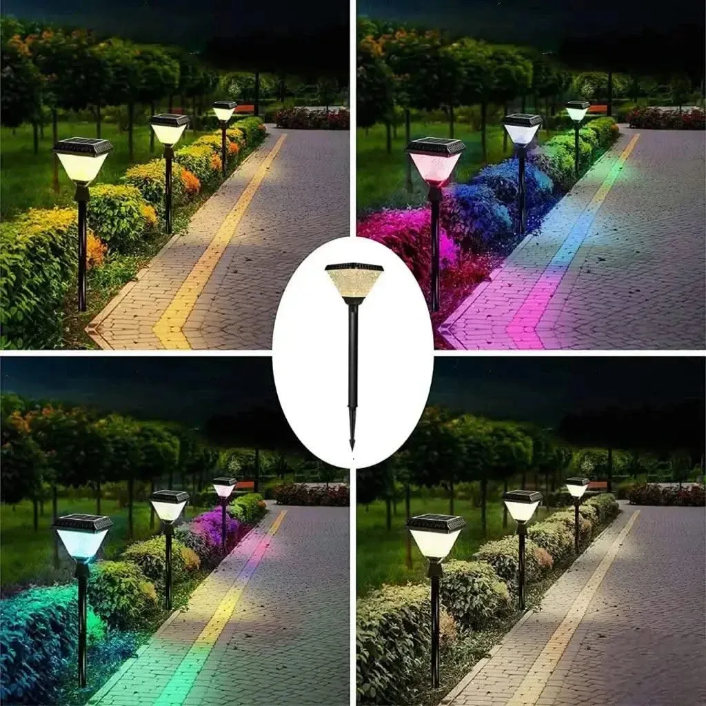 Outdoor Solar Lights For Home, Garden Pathway Decoration Spike Lamps Waterproof with Remote (RGB), Renewed