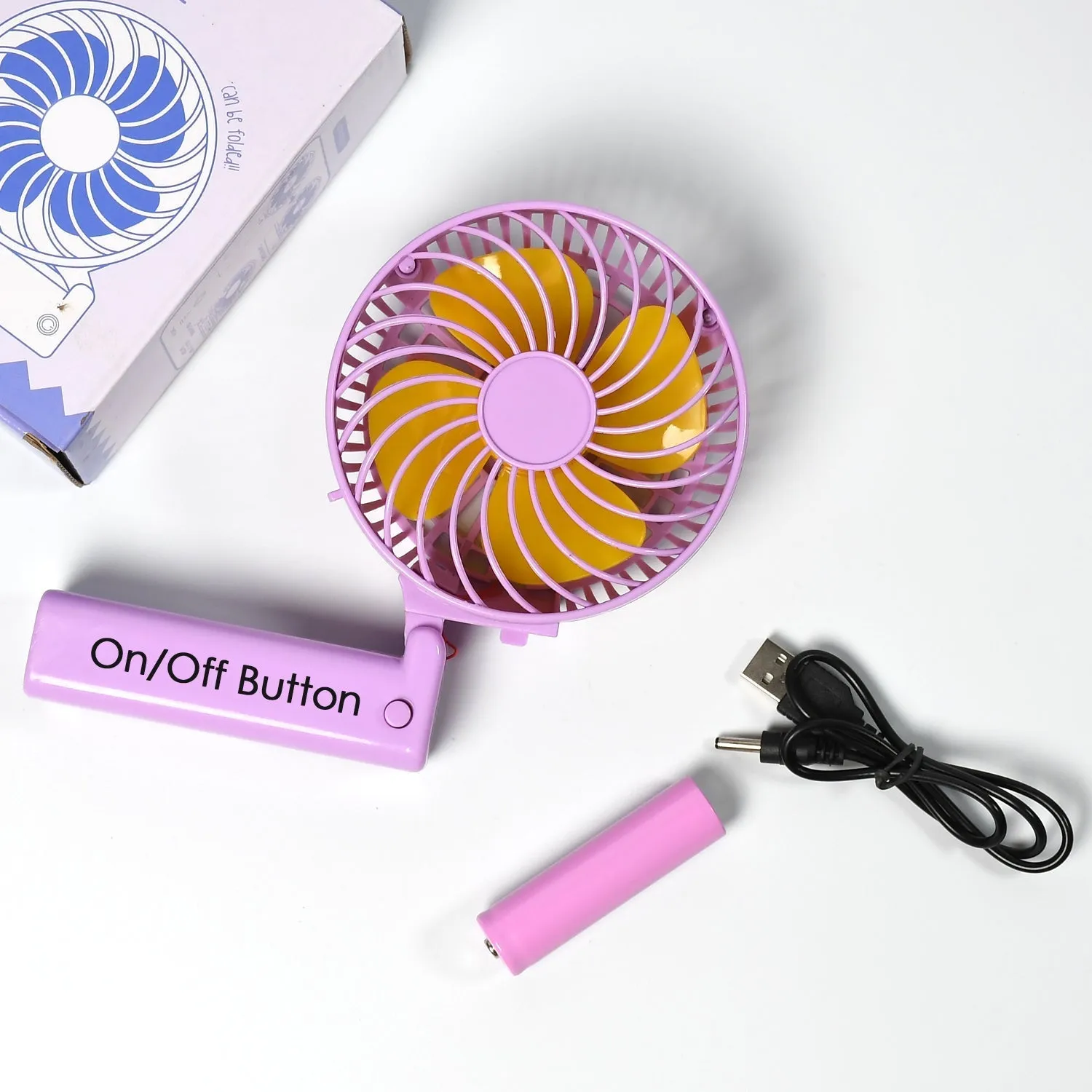 Portable Mini handy Fan & Personal Table Fan | Rechargeable Battery Operated Fan Suitable for Kids, Women, Makeup Artist, Home Office (Battery Not Include)