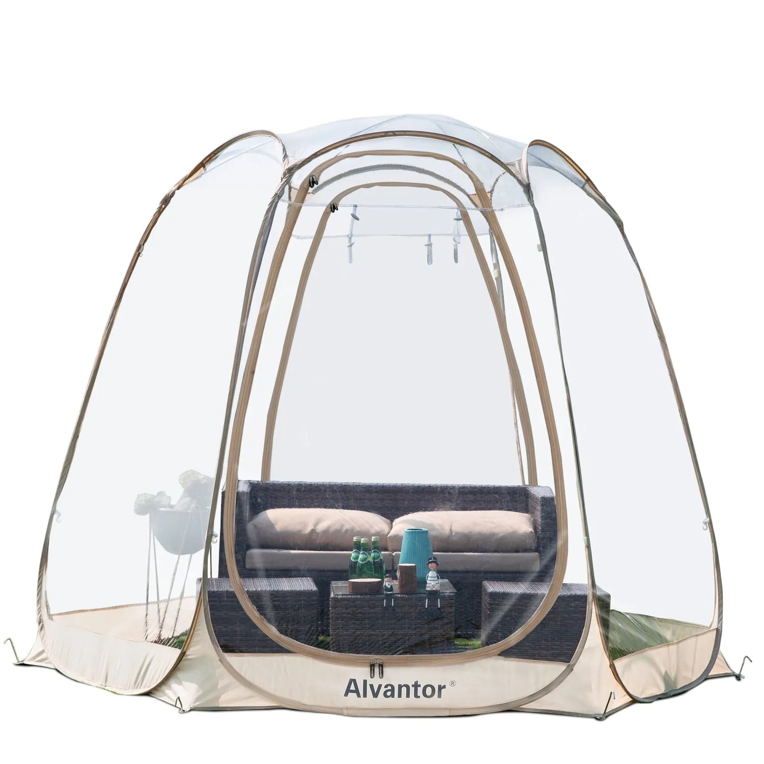 premium Bubble Tent Pop up Canopy Family Camping Gazebo 10'Lx10W'x7'H Beige