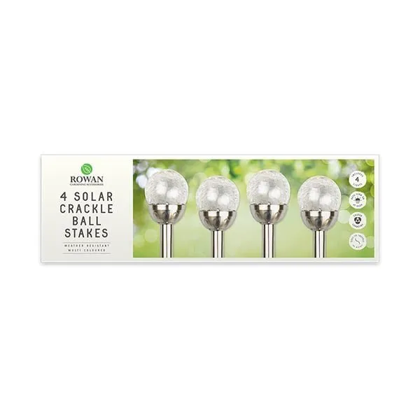 Rowan Solar Crackle Ball Stakes 4 Pack