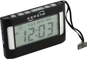 Serene Innovations Loud Alarm Clock for Heavy Sleepers Adults & Deaf: Vibrating Alarm Clock with Bed Shaker & Shock, Portable Flash & Multi-Mode Travel Companion - Portable Small Clock