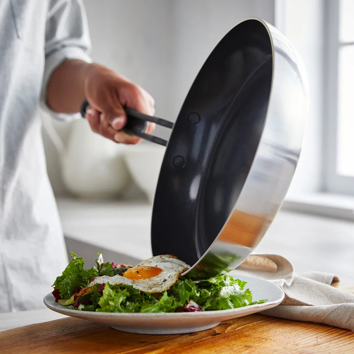 Stanley Tucci™ Stainless Steel Ceramic Nonstick 8" & 10" Frypan Set | Black Handles