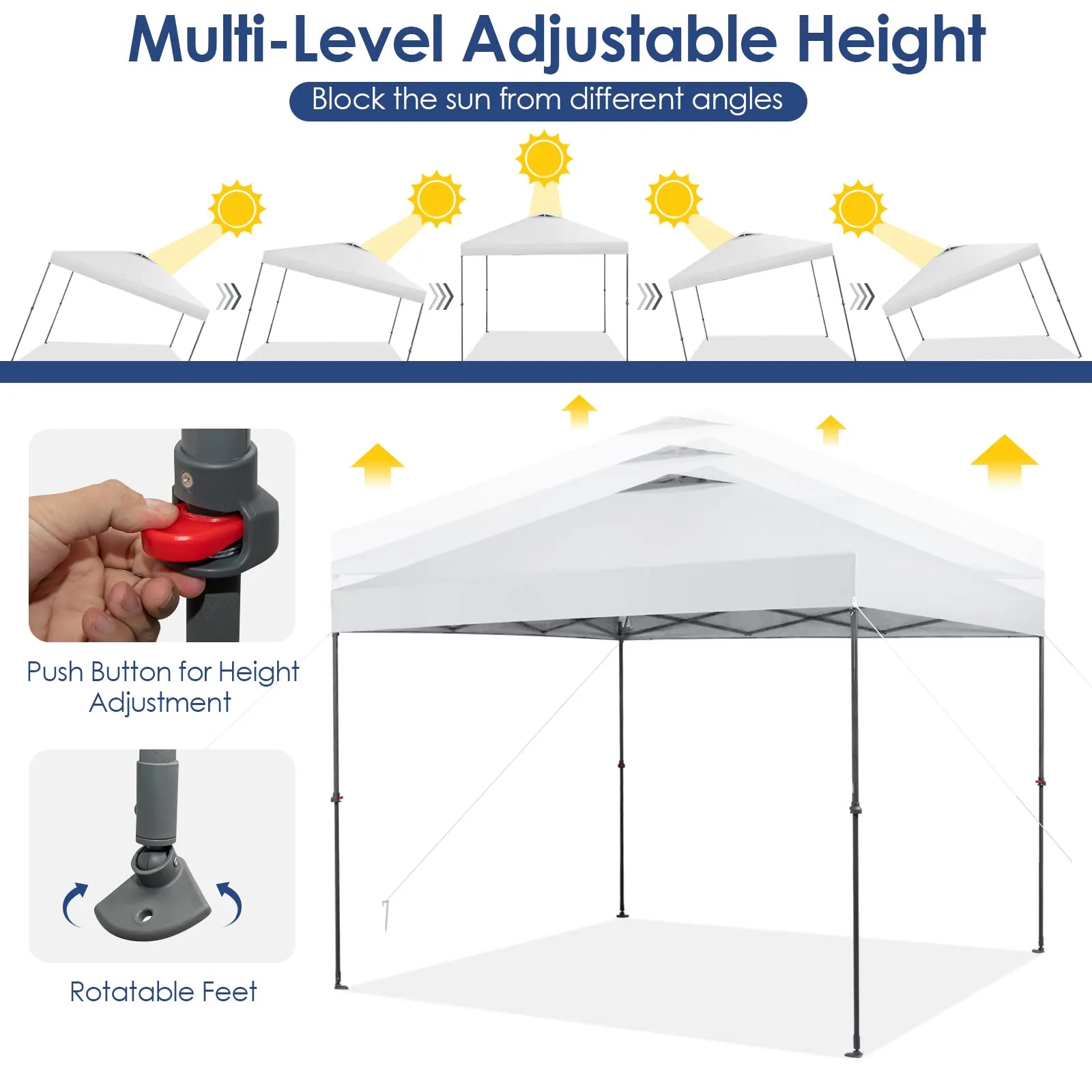 Tangkula 10x10 Ft Pop Up Canopy, 1 Person Set-up Instant Tent with Center Lock