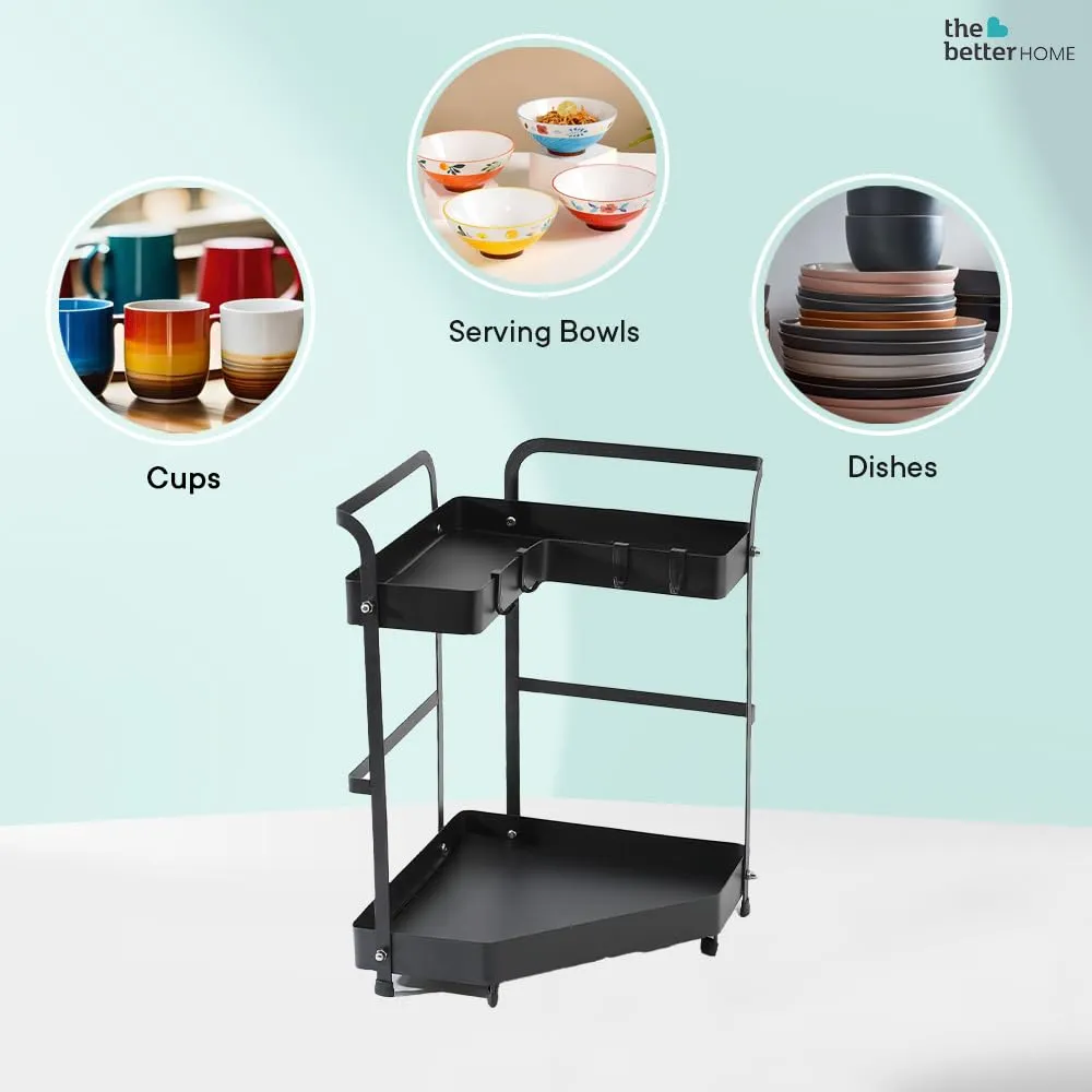 The Better Home L Corner Seasoning Rack Style| Stackable Kitchen Storage Shelf|Carbon Steel Collapsible Foldable Storage Shelf for Spices, Condiments, and Seasoning Bottles|Space-Saving