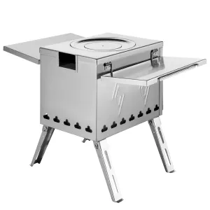 timeless Tent Wood Stove 18.1x15x27.2 inch, Camping Wood Stove 304 Stainless Steel with Folding Pipe, Portable Wood Stove 113 inch Total Height for Camping, Tent Heating, Hunting, Outdoor Cooking