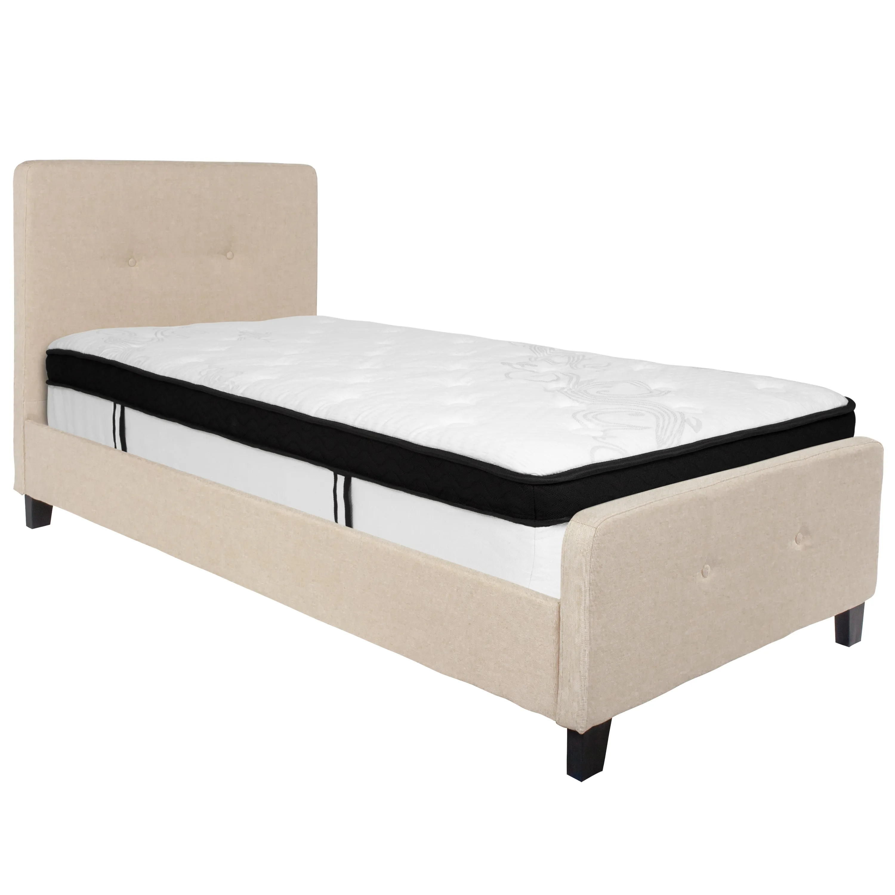 Twin Platform Bed Set-Beige HG-BMF-17-GG