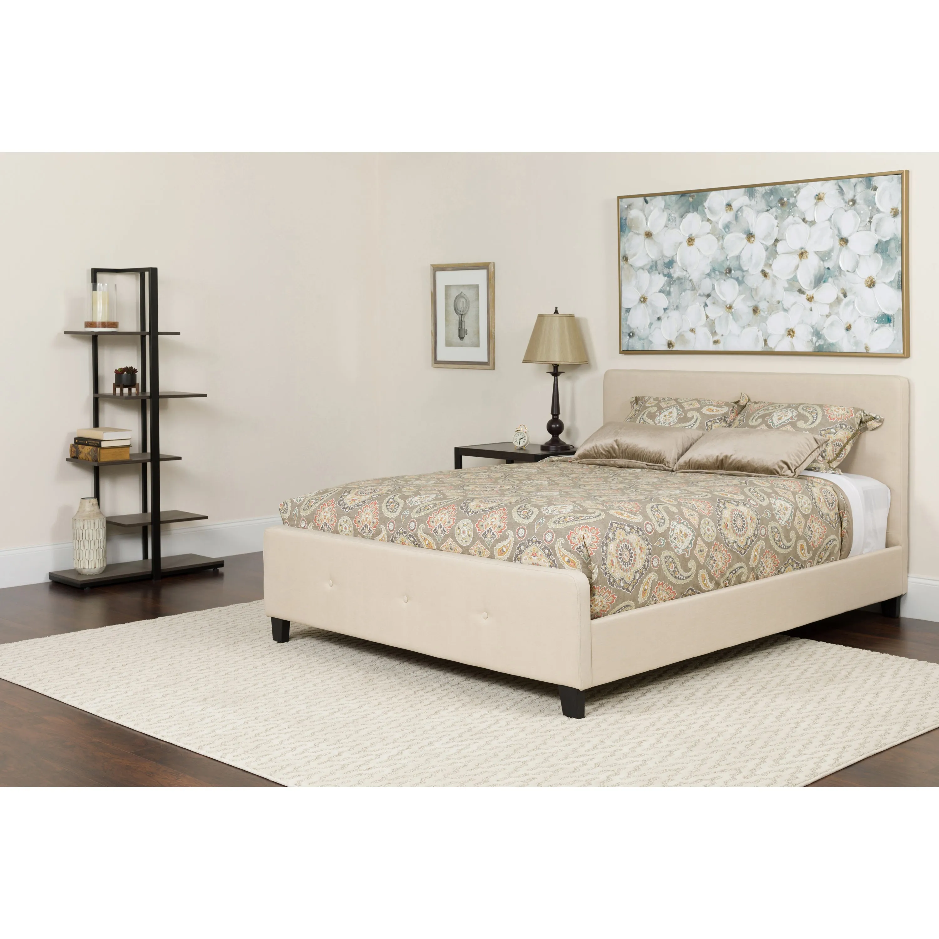 Twin Platform Bed Set-Beige HG-BMF-17-GG