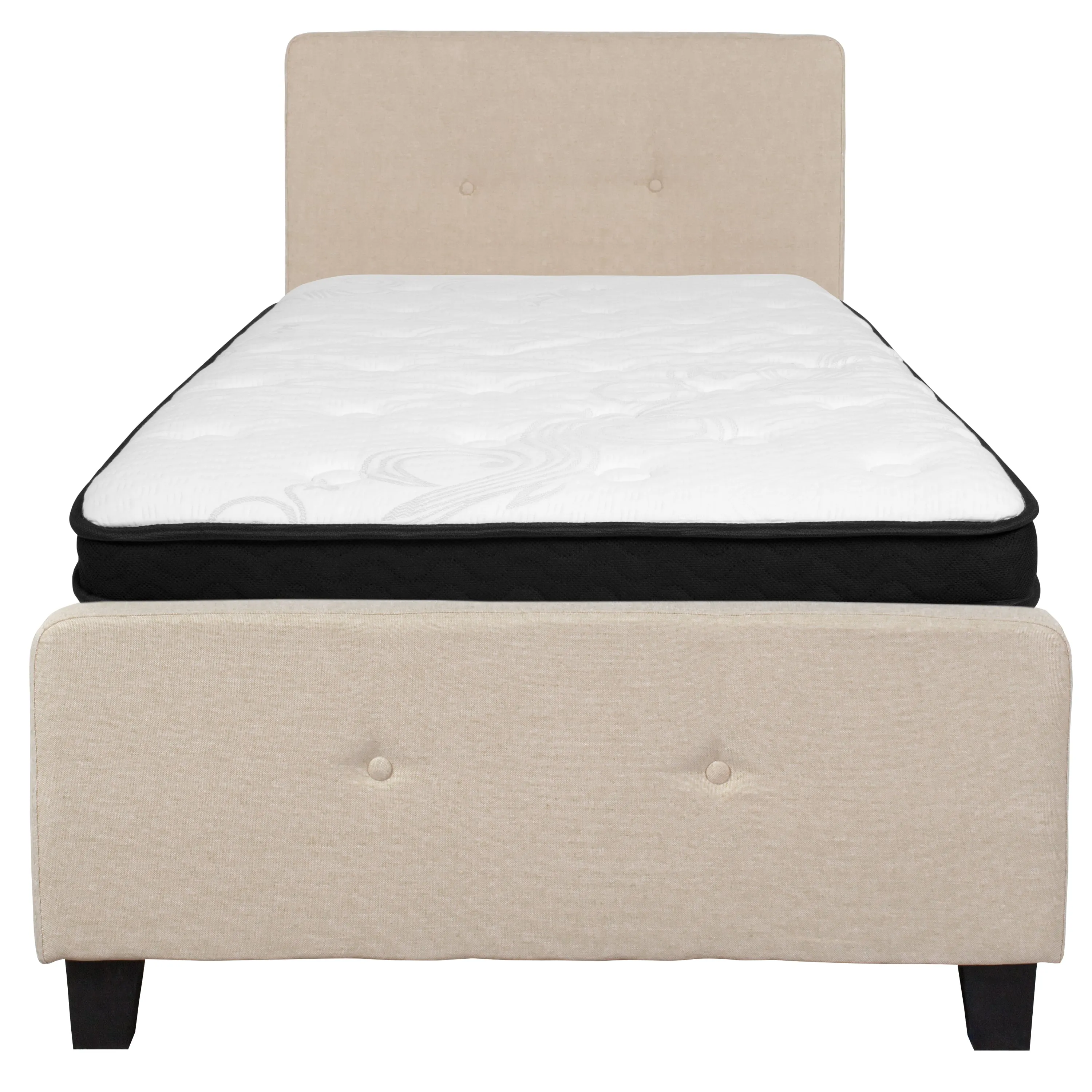 Twin Platform Bed Set-Beige HG-BMF-17-GG