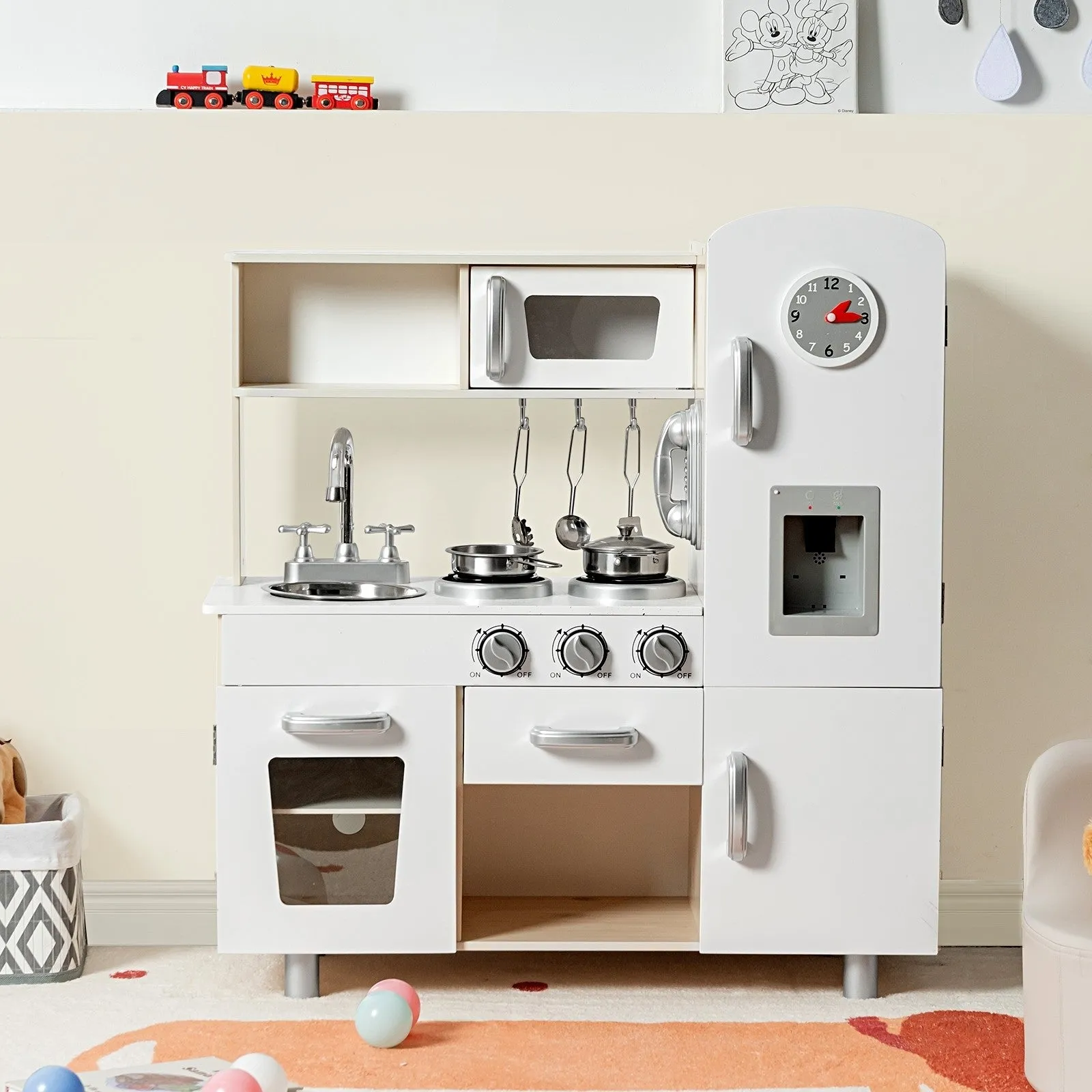 Vintage Play Kitchen with Realistic Water Dispenser