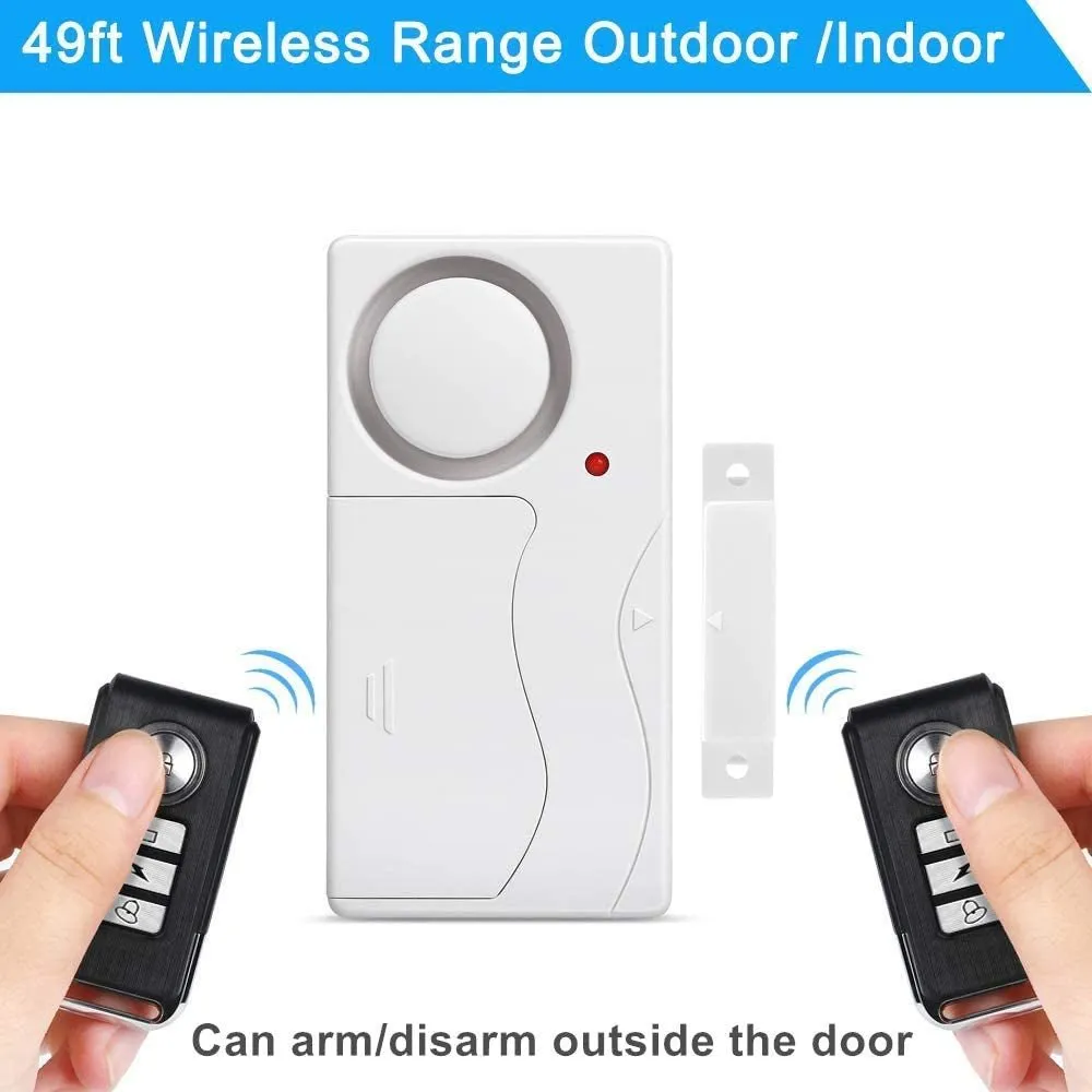 Wsdcam Wireless Door Alarm with Remote 2 Pack, Battery Included, 105 Db Loud Pool Door Alarm, Wireless Door Open Alarms Sensor for Kids Safety Home Security